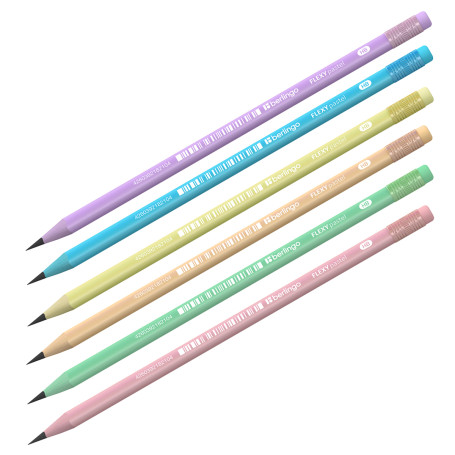 Pencil b/g Berlingo "Flexy Pastel" HB, with eraser, triangular, sharpened., plastic, PVC box