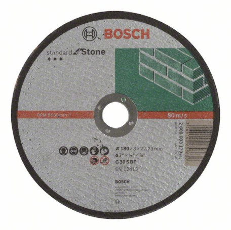 Cutting wheel, straight, Standard for Stone C 30 S BF, 180 mm, 22.23 mm, 3.0 mm