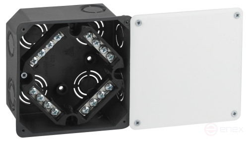 Soldering box ERA KRT-k-107-107-50 Concealed installation black and white 107x107x50mm for solid walls terminal block cover IP20