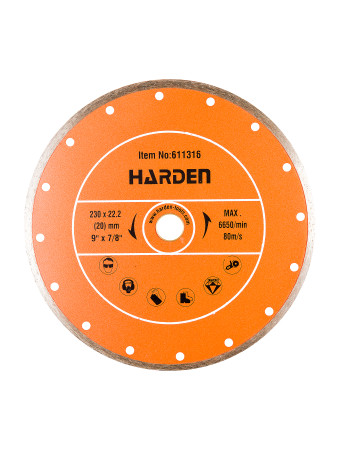 Solid diamond cutting disc, 230 x 22.2 mm, wet cutting// HARDEN