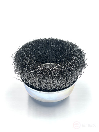 Corrugated cup brush, D80 mm, M14 fit, STA 0.50 mm corrugated steel wire
