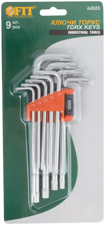 Keys "asterisks" 9 pcs. CrV T10-T50, long, in a plastic holder, Professional