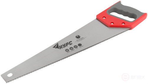 Wood hacksaw, 7 TRI medium tempered tooth, 2D sharpening, 450 mm rubberized plastic handle