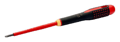 Insulated screwdriver with ERGO handle for screws with a slot of 0.5x3x100 mm, with a thin rod