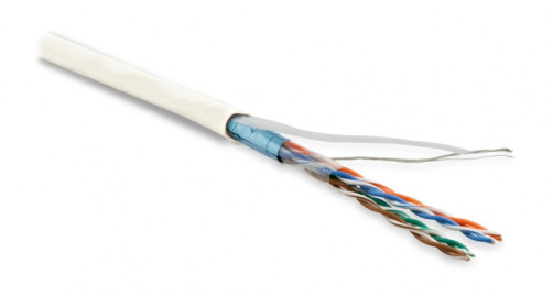 FUTP4-C5E-P26-IN-LSZH-WH-100 (100 m) Twisted pair cable, shielded F/UTP, category 5e, 4 pairs (26 AWG), stranded (patch), foil shield, LSZH, ng(A)-HF, -20°C – +75°C, white