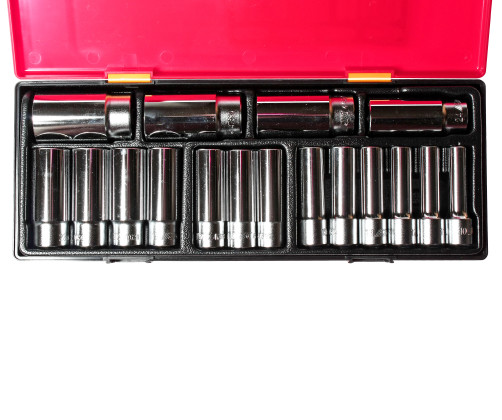Набор головок торцевых глубоких 6-гранных 1/2" 10-32мм (в кейсе) 17шт JTC /1