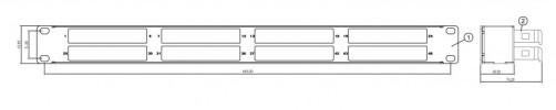 PPTR-19-8CU-STL Патч-панель 19" для претерминированных медных и оптических кассет, 8 слотов под кассеты, 1U