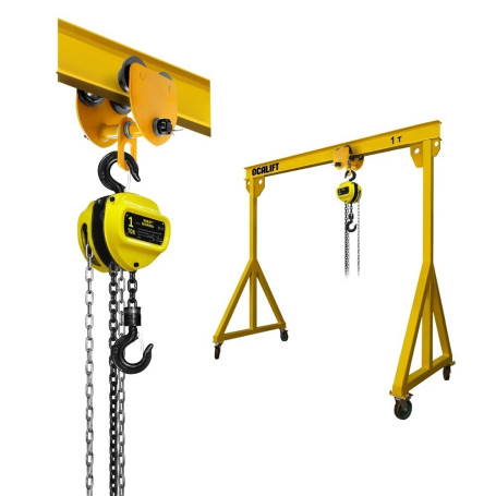 OCALIFT gp 1t 2.4x2.1 meter manual mobile reloading device with a NORMA hoist on a carriage