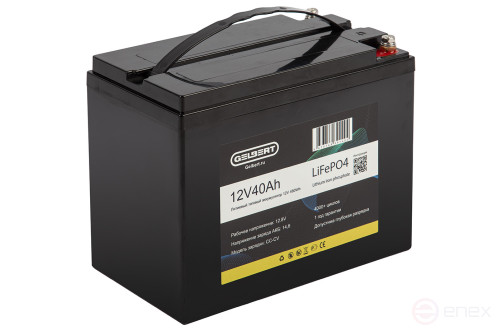 Литиевый тяговый аккумулятор Gelbert LiFePO4 (12V/40Ah/40A/480Wh) [6-EVF-45]