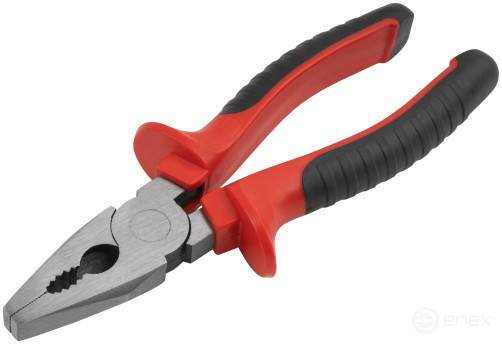 Optima combination pliers, two-tone rubberized handles, 180 mm polished steel
