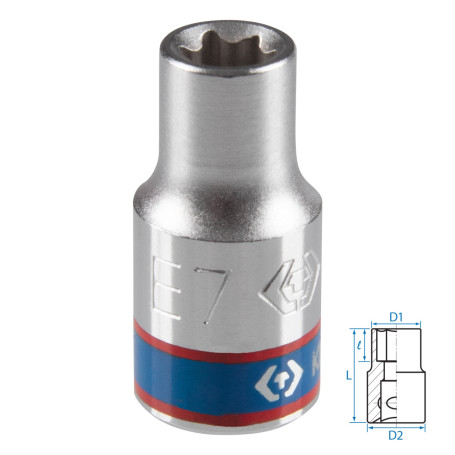 Головка торцевая TORX Е-стандарт 1/4", E7, L = 24 мм KING TONY 237507M