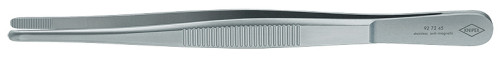 Precision gripping tweezers, rounded serrated jaws 3.5 mm wide, CrNi steel, stainless, non-magnetic, L-145 mm