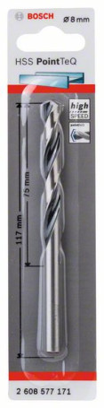 Spiral drill bit made of high-speed steel HSS PointTeQ 8.0 mm, 2608577171