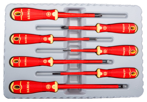 Set of insulated screwdrivers for screws with slot and Phillips, 7 pcs
