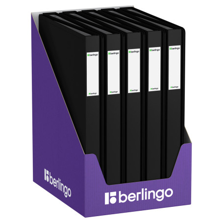 Folder with 40 Berlingo "Soft Touch" inserts, 25 mm, 700 microns, black, with inner pocket