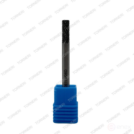 Carbide borehole type B061606 (cylindrical), 6.0 mm, shank 6 mm, end tooth, double notch TORNERI T018380