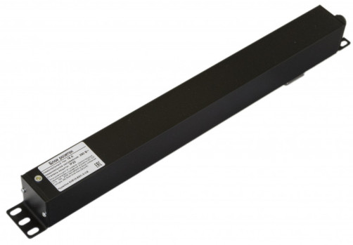 SHE19-8IEC-S-CB Блок розеток для 19" шкафов, горизонтальный, 8 розеток IEC320 C13, выключатель в подсветкой, без кабеля питания, клеммная колодка 16A, 250В, 482.6x44.4x44.4мм (ДхШхВ), корпус сталь, черный