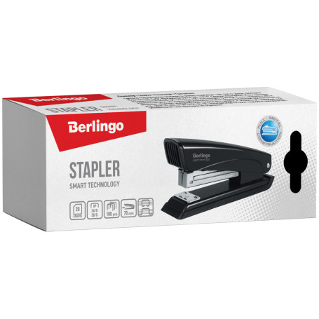Stapler No. 24/6, 26/6 Berlingo "Smart Technology" up to 20 liters, metal. body, full-loading, black
