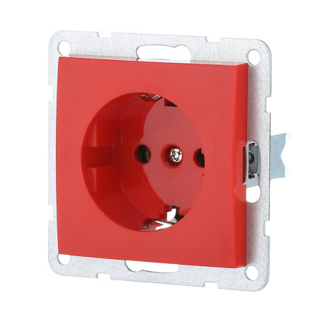 Socket with a/c, without blinds (red) LK60