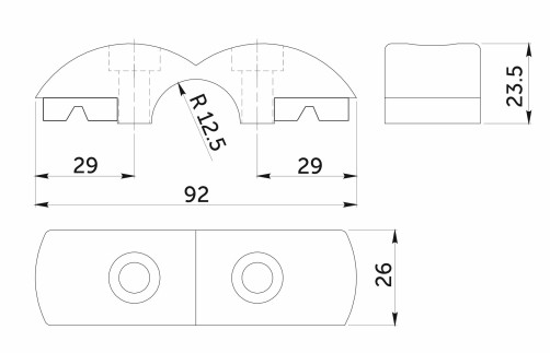 Соединитель стекло/плита к трубе d25 (551) двойной (с вкладышами), хром AKS