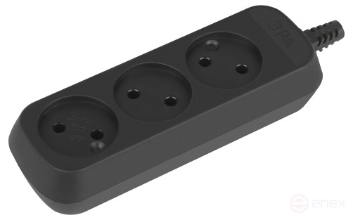 ERA KX-3-B block 3 sockets without grounding black