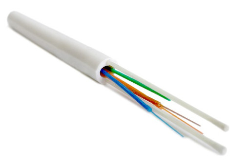 FO-DPE-IN-9S-8-LSZH-WH Fiber optic cable 9/125 (SMF-28 Ultra) single-mode, 8 fibers, dense buffer coating (tight buffer), for internal laying, self-supporting, with freely laid fibers (FTTH), LSZH, -30°C – +50°C, white