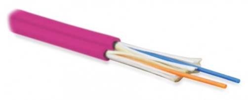 FO-D3-IN-504-2- HFLTx-MG fiber optic cable 50/125 (OM4) multimode, 2 fibers, duplex, zip-cord, tight buffer 3.0 mm, for internal laying, HFLTx, -40°C – +70°C, magenta
