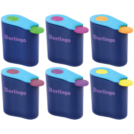 Plastic sharpener Berlingo "Hybrid" 1 hole, container, assorted