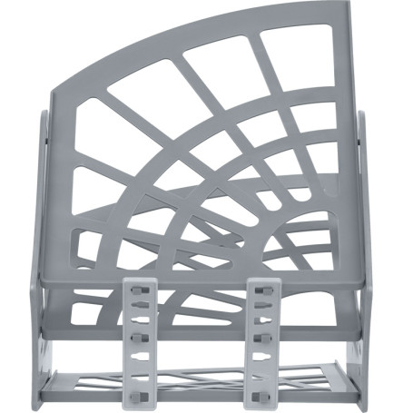Лоток для бумаг веерный СТАММ "Эконом", 3-х секционный, серый