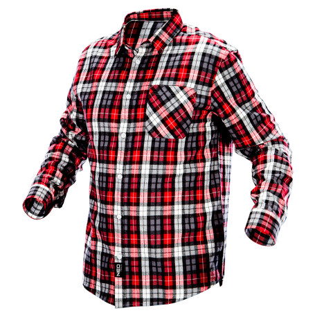 Flannel shirt, red-gray-white check, size XXL