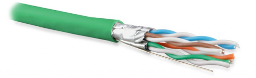 UFTP4-C6A-S23-IN-PVC-GN-500 (500 m) Twisted pair U/FTP cable, category 6a (10GBE), 4 pairs (23AWG), single core (solid), each pair in a screen, without a common screen, PVC, green