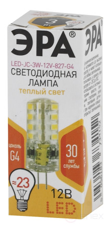 Лампа светодиодная ЭРА STD LED JC-3W-12V-827-G4 3Вт капсула теплый белый свет G4