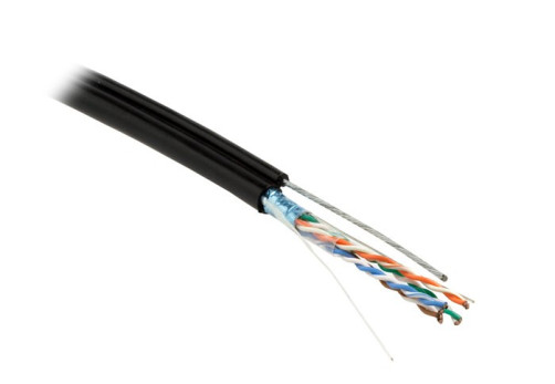 FUTP4-C5E-S24-SW-OUT-PE-BK-500 (500m) Twisted pair cable F/UTP, cat.5e, 4 pairs(24 AWG), single core.(solid),foil screen, with metal.cable,external, PE,-40°C-+50°C, black-warranty: 15 years component