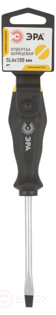 100SL6 Отвертка ЭРА SL 6х100 мм шлицевая двухкомпонентная рукоятка