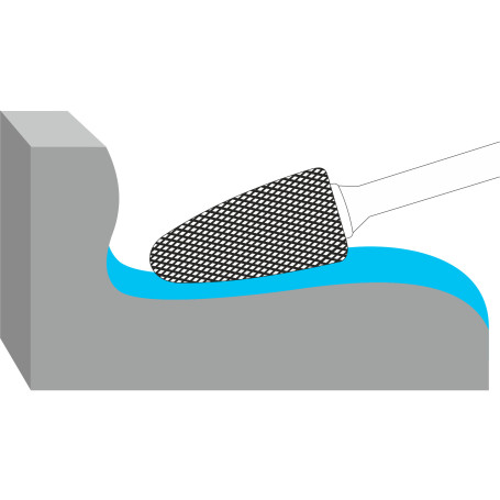 KORNOR hyperbolic borehole with spherical end face F0618BM06L, double notch L-150 mm