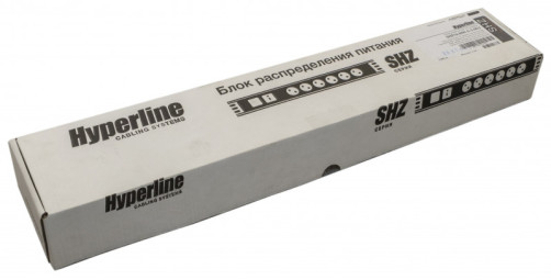 SHZ19-8SH-S-2.5EU Блок розеток для 19" шкафов, горизонтальный, 8 розеток Schuko, выключатель с подсветкой, кабель питания 2.5м (3х1.5мм2) с вилкой Schuko 16A, 250В, 482.6x44.4x44.4мм (ДхШхВ), корпус алюминий