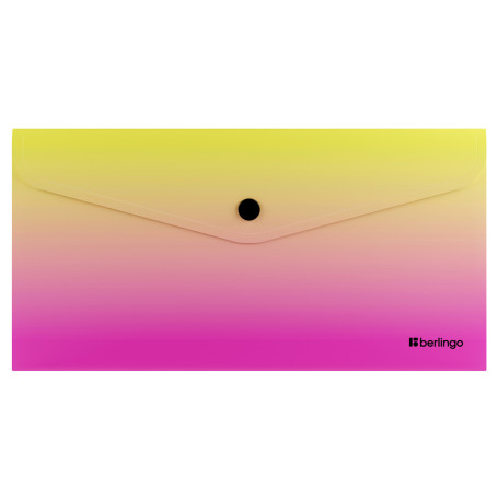 Папка-конверт на кнопке Berlingo "Radiance", Travel size, 180 мкм, желтый/розовый градиент