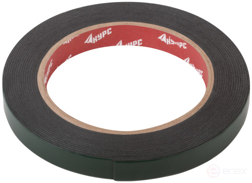 Лента монтажная клейкая на вспененной основе, черная 12 мм х 5 м