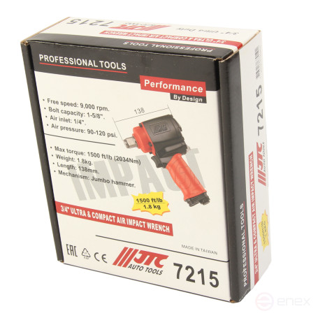 Гайковерт пневматический 3/4" 2034Нм 9000об/мин. 90-120PSI JTC