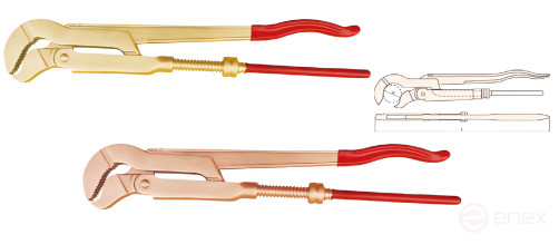 Swedish S-shaped pipe wrench No. 2 intrinsically safe alloy AlCu 128A-1002, HORTZ