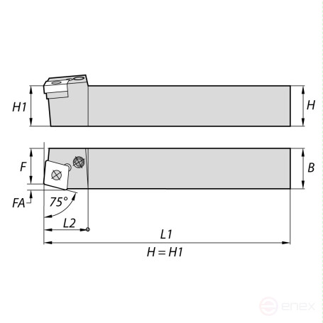 Державка токарная NORGAU Industrial для наружной обработки PCBNR2525M12