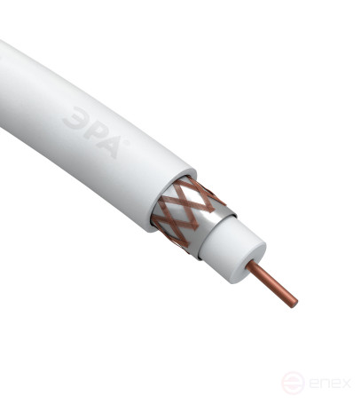 R-64-PVC100 ERA Coaxial Cable RG-6U, 75 Ohm, Cu/(64% Cu braid), PVC, color white, 100 m coil