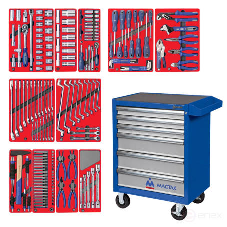 Set of tools "MASTER" in a blue cart, 205 items MASTER 52-06205B