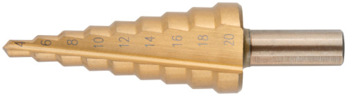 HSS step drill for metal, 9 steps, 4-20 mm
