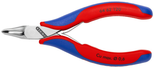 Wire cutters end. for electronics, narrow small. chamfer under 65 °, spring, cut: provol. soft. Ø 0.6 mm, L-120 mm, 2-K handles