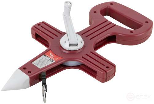 Geodetic tape measure, steel tape, red open plastic case 20 m