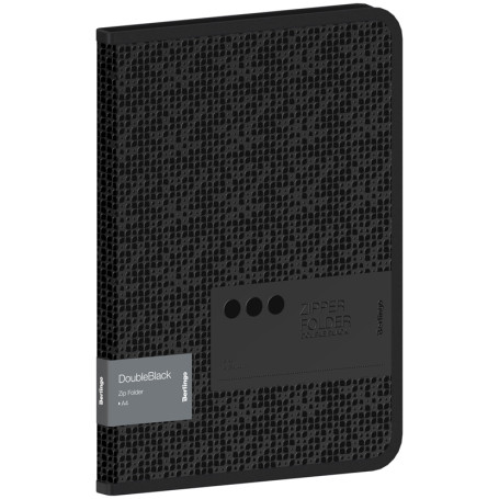 Berlingo "DoubleBlack" A4 zipper folder, 600 microns, black, with a pattern