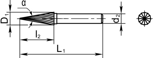 Борфреза твердосплавная M-12,5-25-MD-06-70