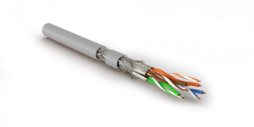 SFTP4-C8.1-S23-IN-LSZH-GY Cable twisted pair, shielded S/FTP, Category 8.1 (Class I, 2000MHz), 4 pairs (23 AWG), single core (solid), LSZH (ng(A)-HF), -40°C – +80°C, grey