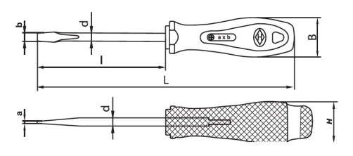 Screwdriver with a flat working part 190x1.0x6.5 mm Reinforced